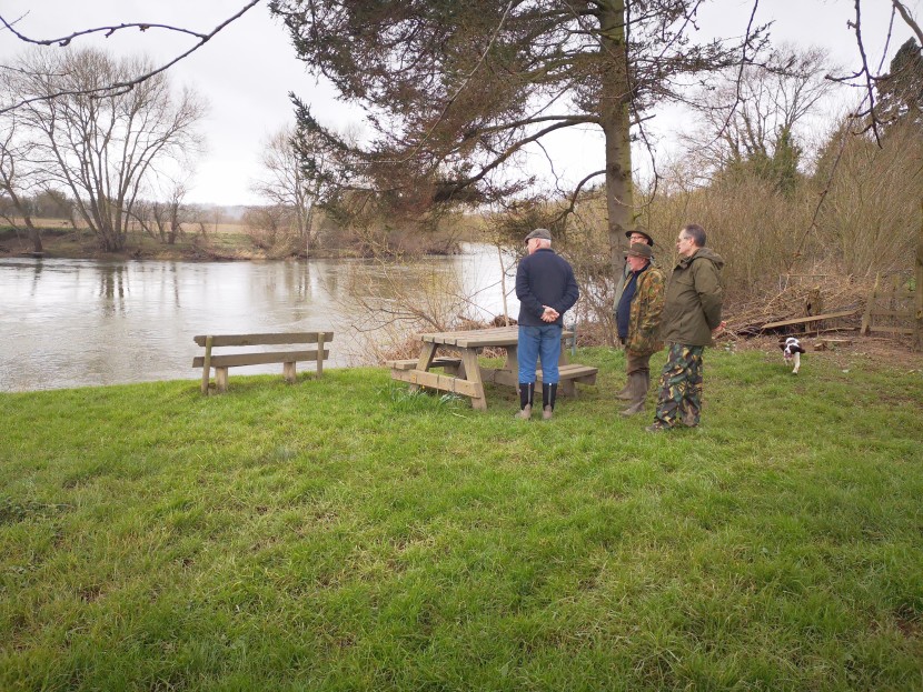 Inspecting the river at Ross